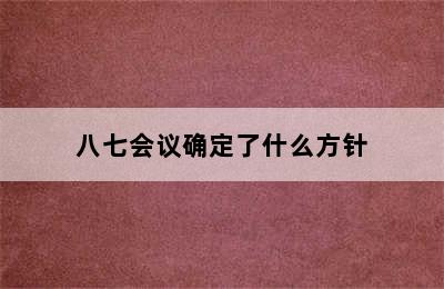 八七会议确定了什么方针