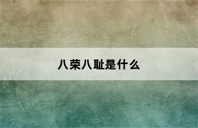 八荣八耻是什么