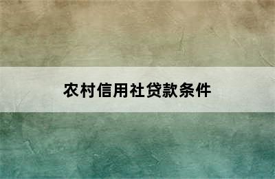 农村信用社贷款条件