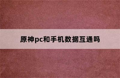 原神pc和手机数据互通吗