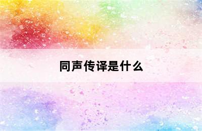 同声传译是什么