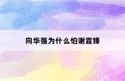 向华强为什么怕谢霆锋