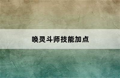 唤灵斗师技能加点