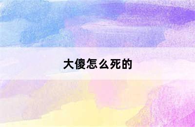 大傻怎么死的