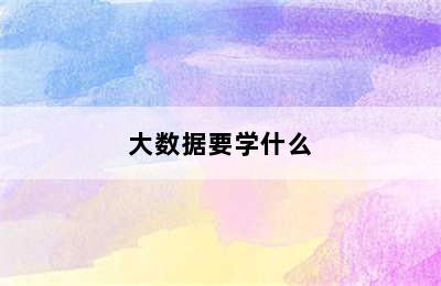 大数据要学什么