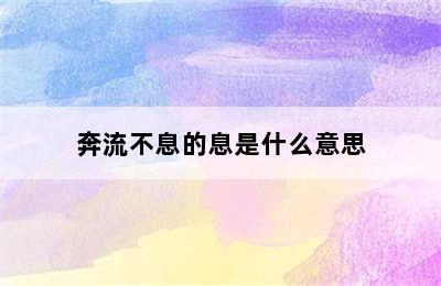 奔流不息的息是什么意思