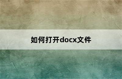 如何打开docx文件