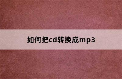 如何把cd转换成mp3