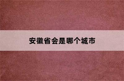 安徽省会是哪个城市