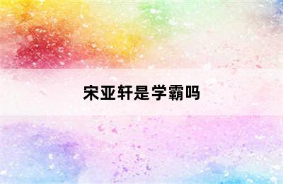 宋亚轩是学霸吗