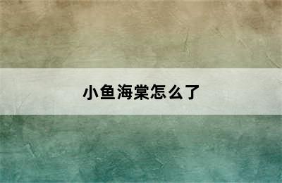 小鱼海棠怎么了