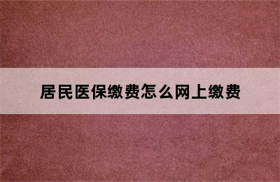 居民医保缴费怎么网上缴费