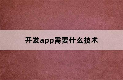 开发app需要什么技术