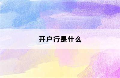 开户行是什么