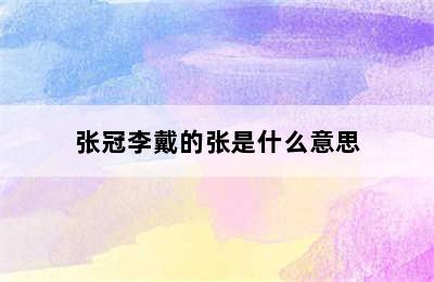 张冠李戴的张是什么意思