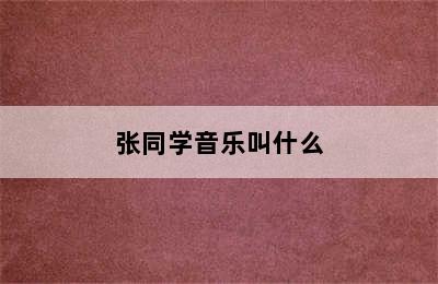 张同学音乐叫什么