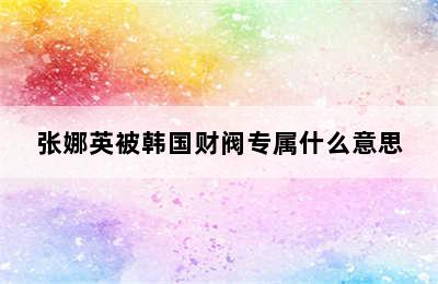 张娜英被韩国财阀专属什么意思