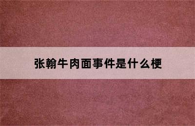 张翰牛肉面事件是什么梗