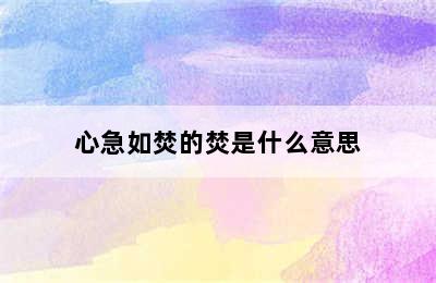 心急如焚的焚是什么意思