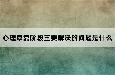 心理康复阶段主要解决的问题是什么