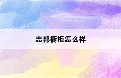 志邦橱柜怎么样