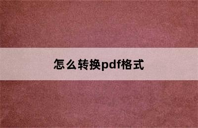 怎么转换pdf格式