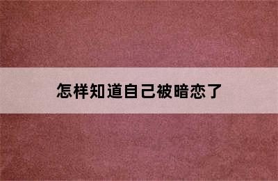 怎样知道自己被暗恋了