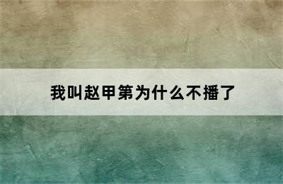 我叫赵甲第为什么不播了