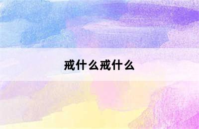 戒什么戒什么