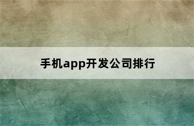 手机app开发公司排行