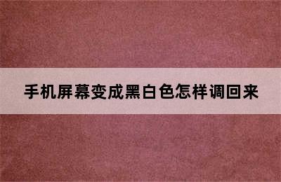 手机屏幕变成黑白色怎样调回来