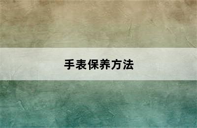 手表保养方法