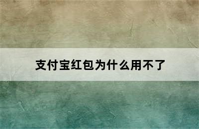 支付宝红包为什么用不了