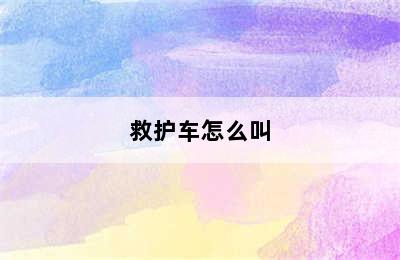 救护车怎么叫