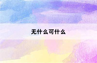 无什么可什么