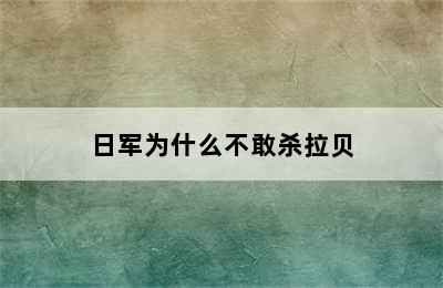 日军为什么不敢杀拉贝