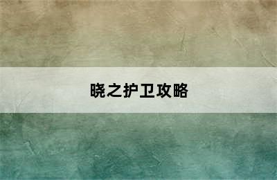 晓之护卫攻略