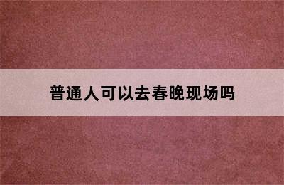 普通人可以去春晚现场吗