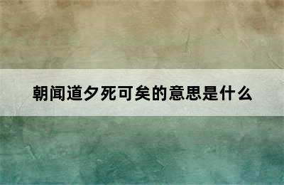 朝闻道夕死可矣的意思是什么