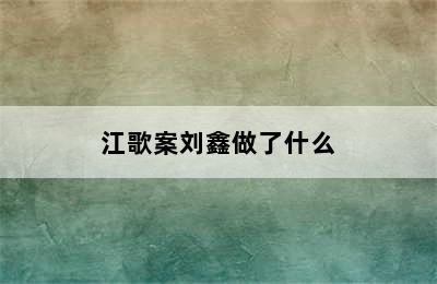 江歌案刘鑫做了什么