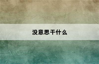 没意思干什么