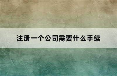 注册一个公司需要什么手续