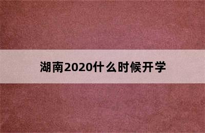 湖南2020什么时候开学