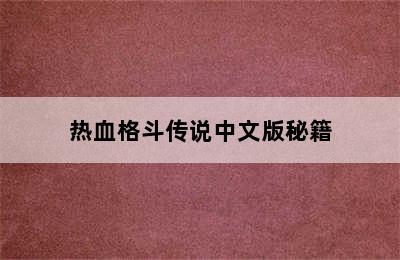 热血格斗传说中文版秘籍