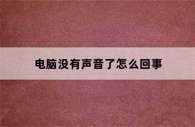 电脑没有声音了怎么回事