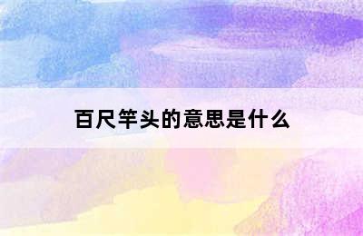 百尺竿头的意思是什么