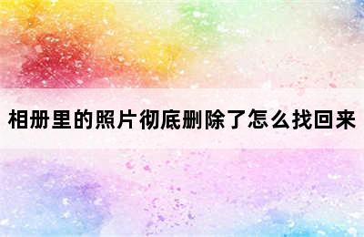 相册里的照片彻底删除了怎么找回来