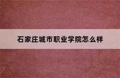 石家庄城市职业学院怎么样