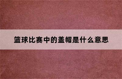 篮球比赛中的盖帽是什么意思