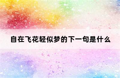 自在飞花轻似梦的下一句是什么